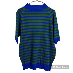 Vintage Palmero Men's Womens Stripped Pullover Sweater Top Green Blue Stripes